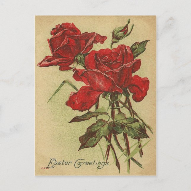 Vintage Easter Greetings Holiday Postcard (Front)