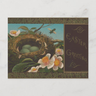 Vintage: Easter Greetings with Bee, Flower, Eggs Postcard