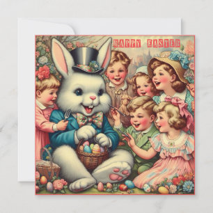 Vintage Easter ~HAPPY EASTER ~ Bunny ~ Holiday Card