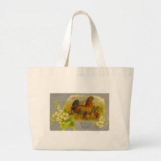 Vintage Easter Hen Large Tote Bag