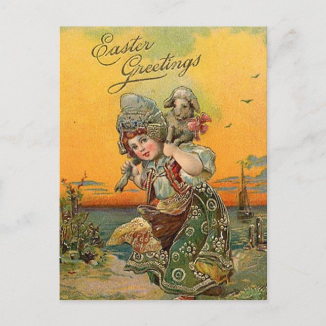 Vintage Easter Holiday art postcard (Front)