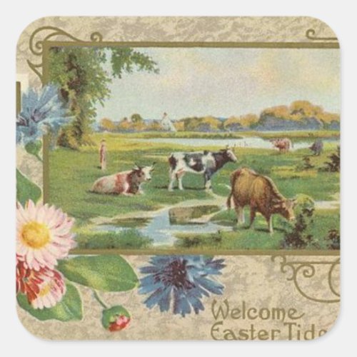 Vintage Easter Holiday art sticker