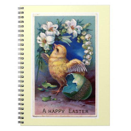 Vintage Easter Illustration With Chick Notebook