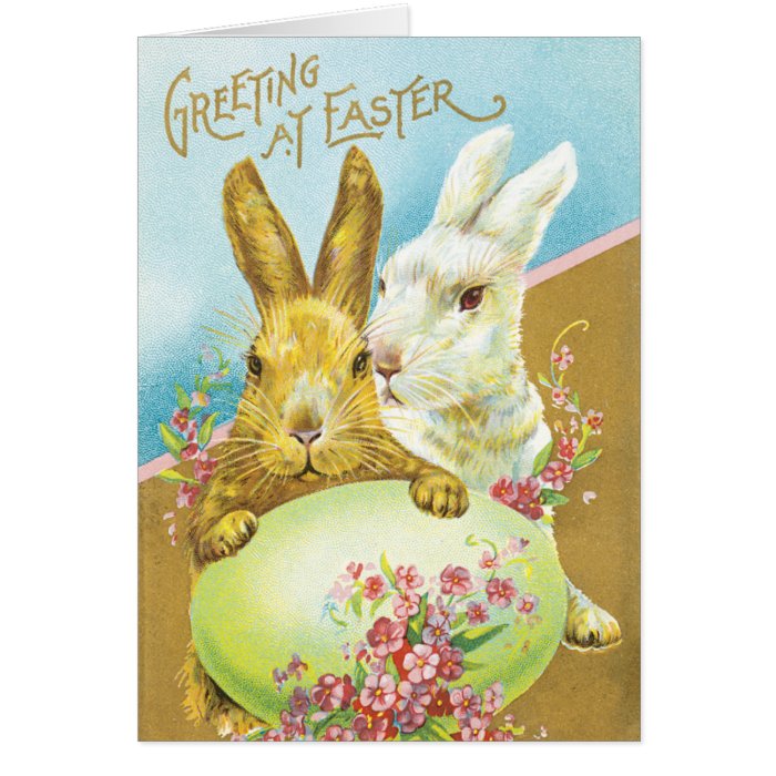 Vintage Easter Joys Card   Bunnies