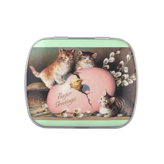Vintage Easter Kittens Jelly Belly Tin (Top)