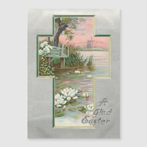 Vintage Easter Landscape Inset in Cross