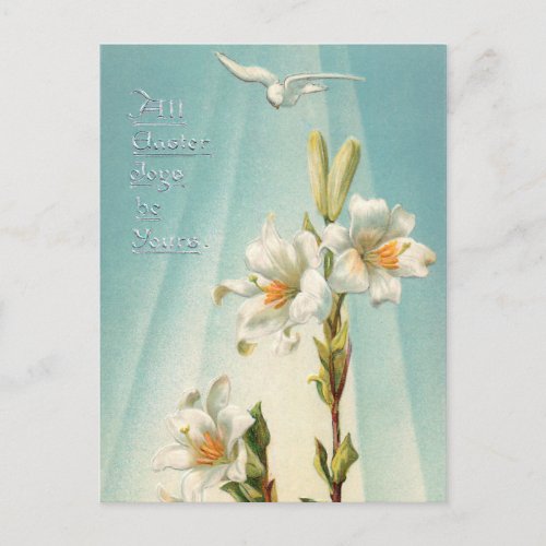 Vintage Easter Lilies and Dove Holiday Postcard