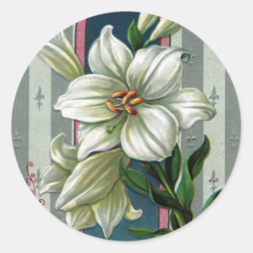 Vintage Easter Lilies Classic Round Sticker