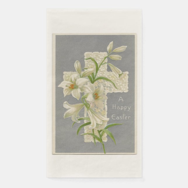 Vintage Easter Lilies Guest Paper Napkin (Front)