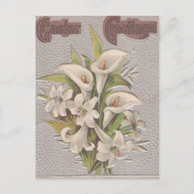 Vintage Easter Lilies Holiday Postcard (Front)