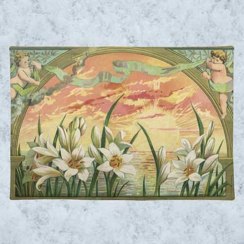 Vintage Easter Lilies Sunrise and Victorian Angels Cloth Placemat
