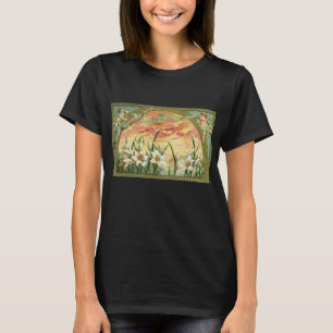 Vintage Easter Lilies Sunrise and Victorian Angels T-Shirt