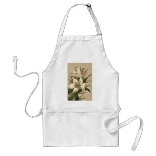 Vintage Easter Lilies, Victorian Flowers in Bloom Adult Apron