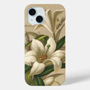 Vintage Easter Lilies, Victorian Flowers in Bloom iPhone 15 Case