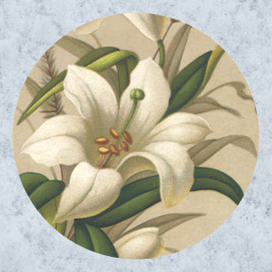 Vintage Easter Lilies, Victorian Flowers in Bloom Classic Round Sticker