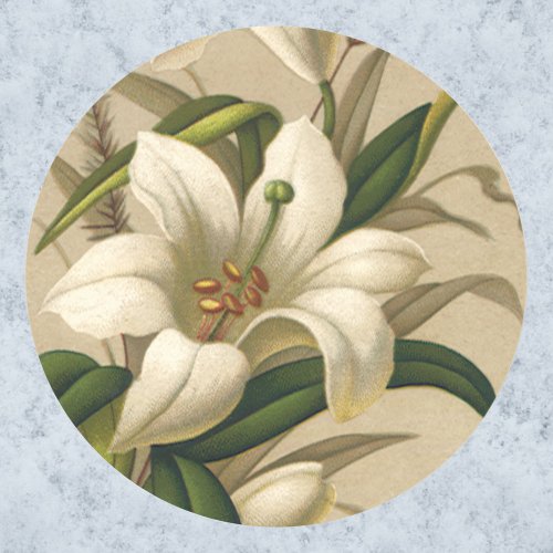 Vintage Easter Lilies Victorian Flowers in Bloom Classic Round Sticker