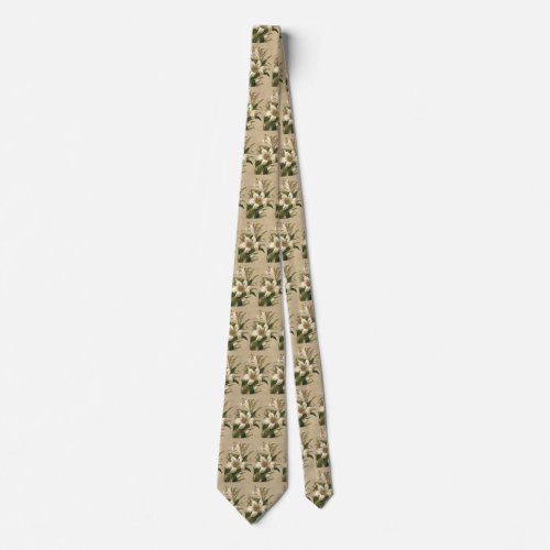 Vintage Easter Lilies Victorian Flowers in Bloom Tie