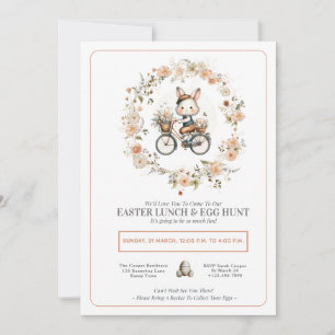 Vintage Easter Lunch & Egg Hunt Floral Bunny Invitation