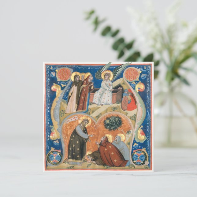 Vintage Easter Manuscript Illumination Holiday Card (Standing Front)