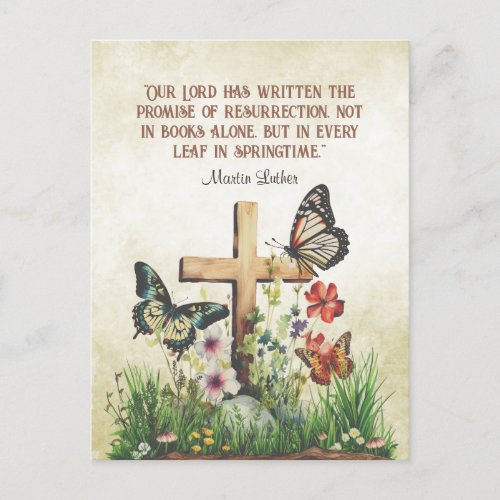 Vintage Easter Martin Luther Resurrection Quote  Holiday Postcard