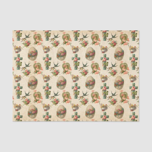 Vintage Easter mixed pattern party tissue Paper (Front)