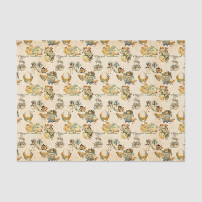 Vintage Easter mixed pattern party tissue Paper (Front)