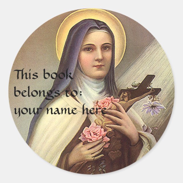 Vintage Easter, Nun w Cross, Religious Bookplate (Front)
