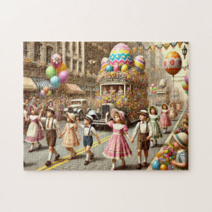Vintage Easter Parade Retro Springtime Celebration Jigsaw Puzzle
