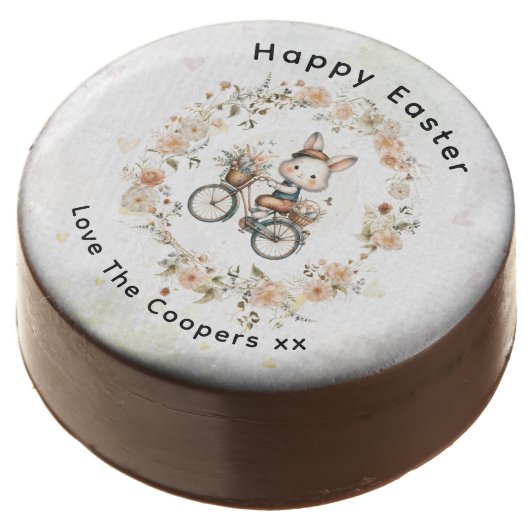 Vintage Easter Party Floral Bunny  Chocolate Covered Oreo (Angled)