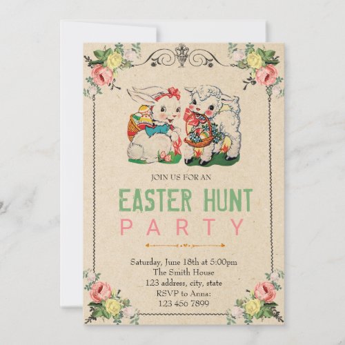 Vintage easter party invitation