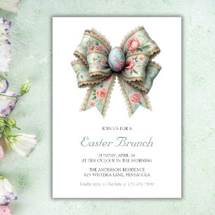 Vintage Easter Pastel Coquette Bow Brunch  Invitation