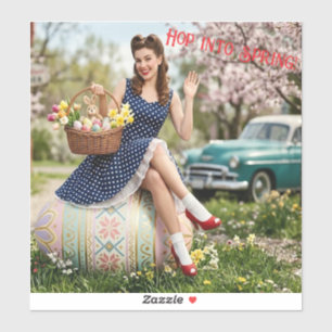 Vintage Easter Pin-Up Sticker Hop Into Spring