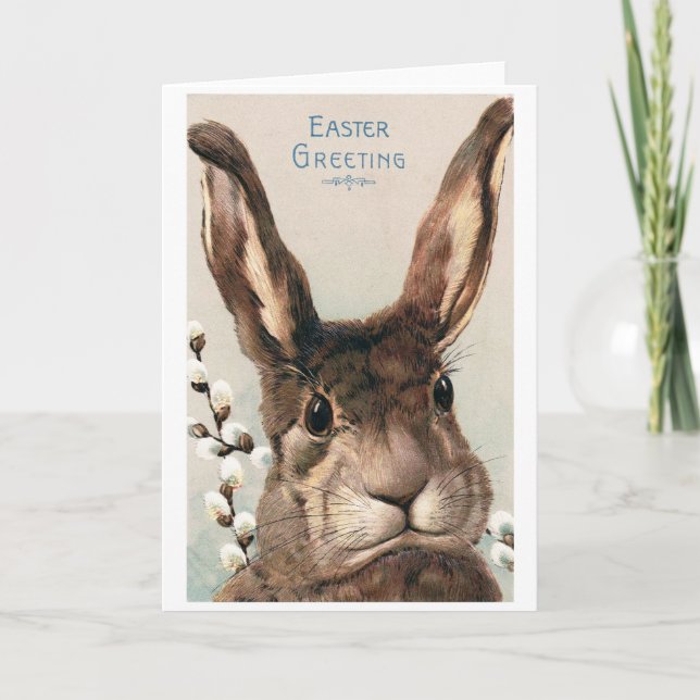 Vintage Easter Pouty Face Bunny Card (Front)