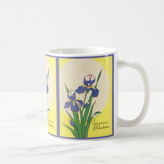 Vintage Easter, Purple Garden Iris Flowers Coffee Mug (Right)