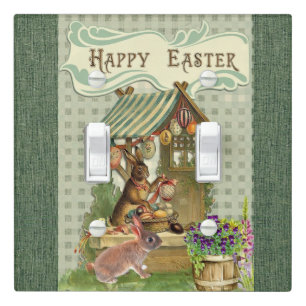 Vintage Easter Rabbit and Eggs Holiday Decor Light Switch Cover