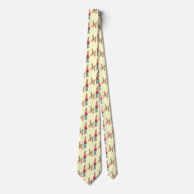 Vintage Easter Rabbit and Family in Egg Cart, ZSSG Neck Tie (Front)