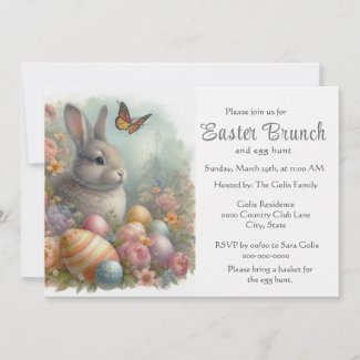 Vintage Easter Rabbit and Holiday Eggs Brunch 