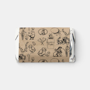 Vintage Easter Rabbit & Chick Kraft Brown Easter Hershey's Miniatures