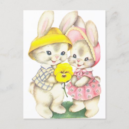 Vintage Easter Rabbit Children  Postcard