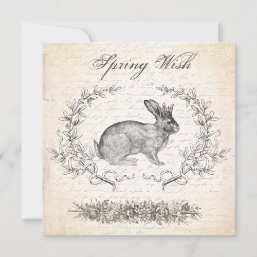 Vintage Easter rabbit invitation
