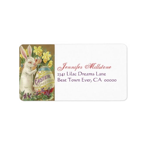 Vintage Easter Rabbit Painter Egg Address Label