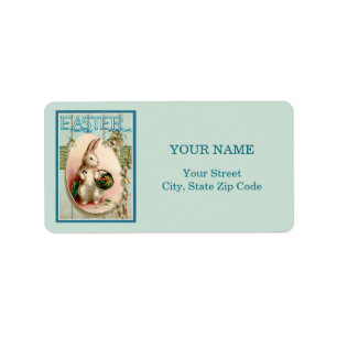 Vintage Easter Rabbit Painting Reproduction Label