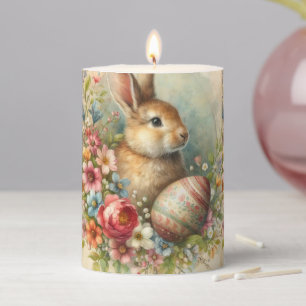 Vintage Easter Rabbit Pillar Candle