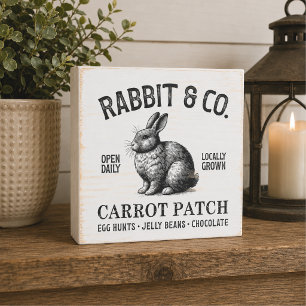Vintage Easter Rabbit Wooden Box Sign