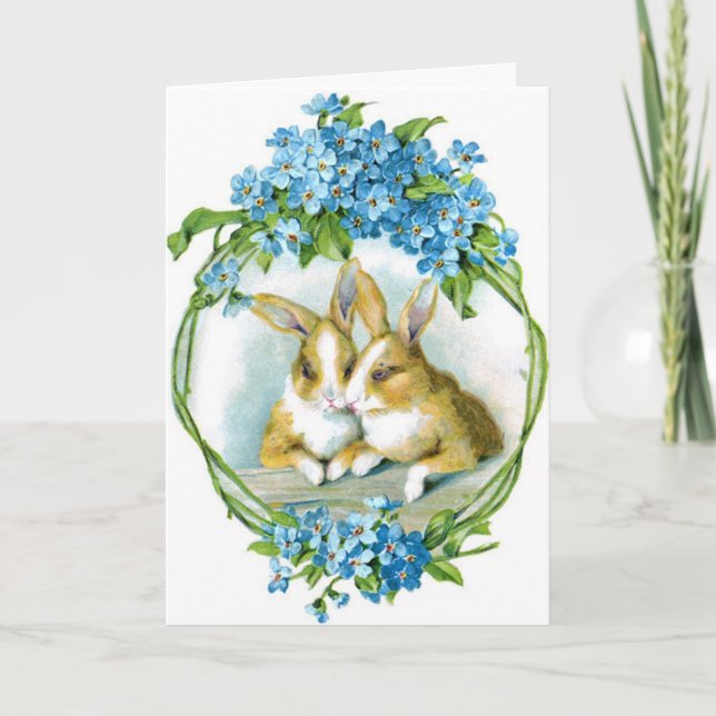 Vintage Easter Rabbits Card (Front)