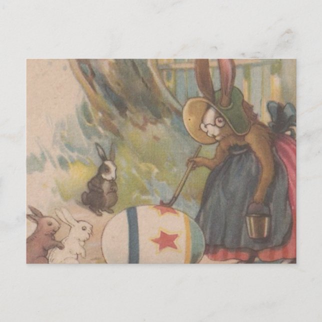 Vintage Easter Rabbits Holiday Postcard (Front)