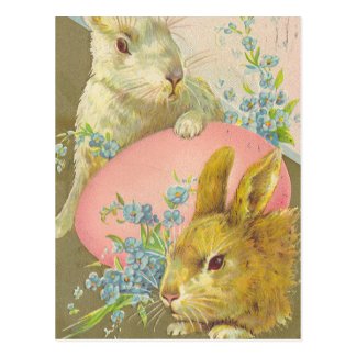 Vintage Easter Rabbits Postcard