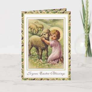 Vintage Easter Religious Blessings Prayer Holiday Card