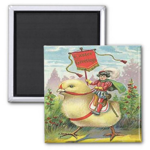 Vintage Easter Riding a Giant Baby Chick ZSSG Magnet