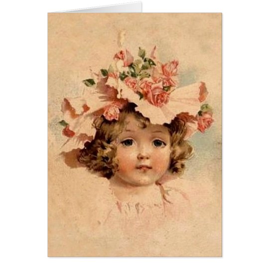 Vintage Easter Rose Bonnet Girl Card